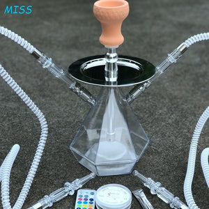 Shisha with LED light \ Diamond Shape \ Kit Set with Coal Holder \ Two hoses