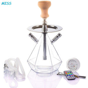 Shisha with LED light \ Diamond Shape \ Kit Set with Coal Holder \ Two hoses